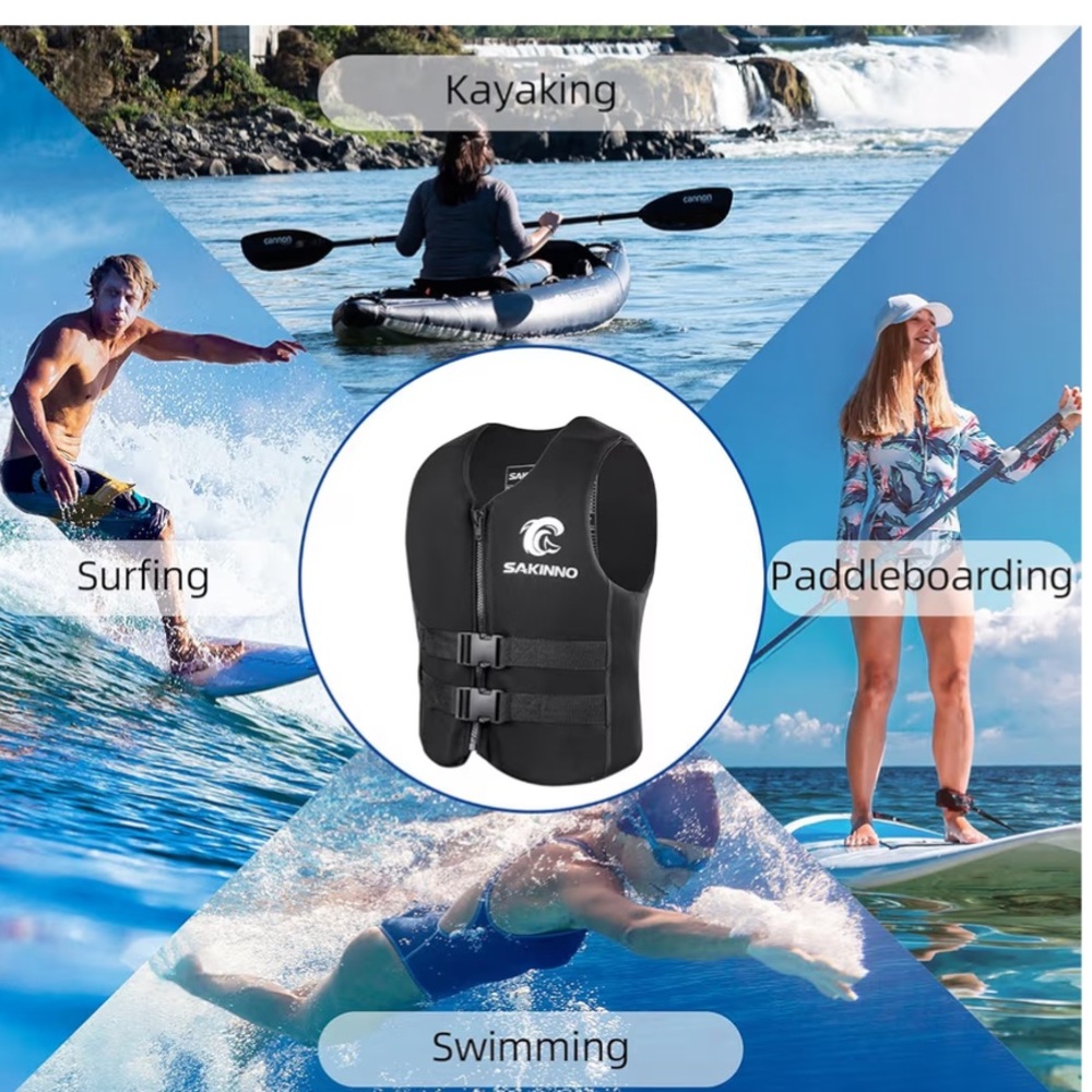 Men's Black Swim Vest with Front Zipper. XXL  NWT